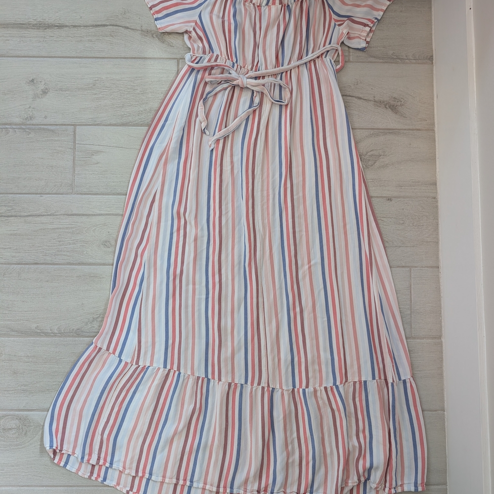 Striped Maternity Dress With Belt